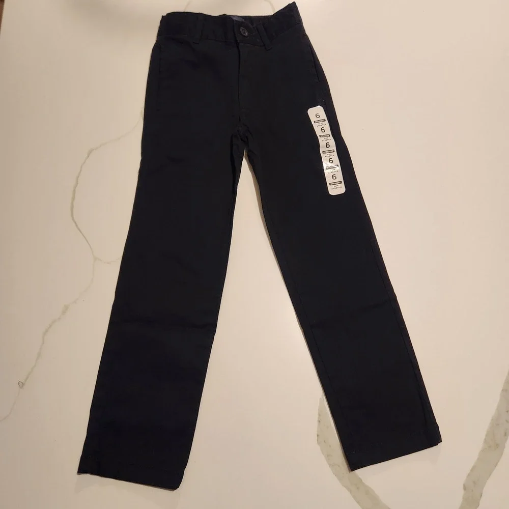 The Childrens Place Black‎ Slim Straight Stretch Pants Kids Size 6 NWT